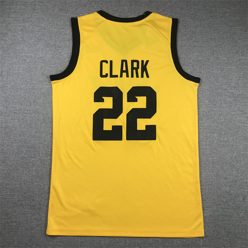 Men Iowa Hawkeye #22 Clark Yellow Nike 2024 NBA Jersey